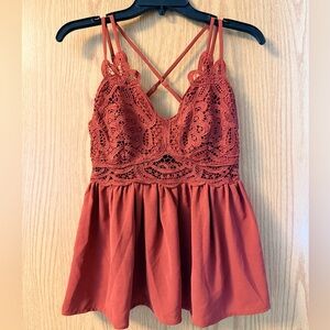 Main Strip Rust Lace Camisole